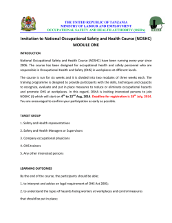 NOSHC Module I Training Program