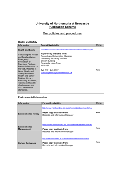 University of Northumbria at Newcastle Publication Scheme Our