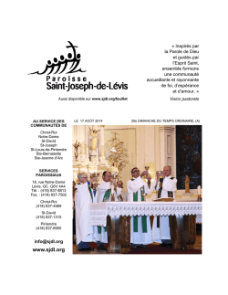 Feuillet paroissial du 17 ao&ucirc;t 2014 - Paroisse Saint-Joseph-de