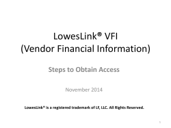LowesLink® VFI (Vendor Financial Information)