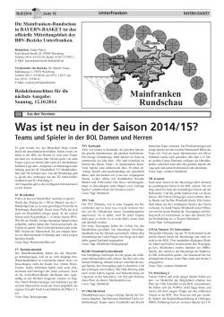 Was ist neu in der Saison 2014/15? - BBV - Bezirk Unterfranken