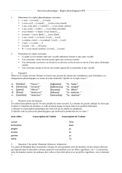 Page 1 Exercices phonologie – Règles phonologiques SPE. 1