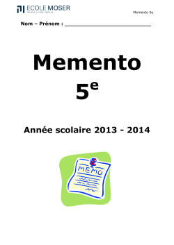 Année scolaire 2013 - 2014