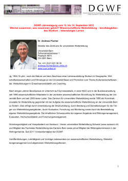 Dr. Andreas Fischer - Allgemeines - DGWF