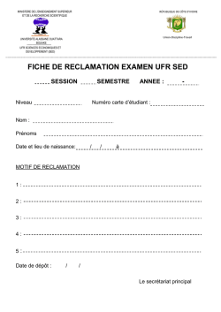 FICHE DE RECLAMATION UFRSED