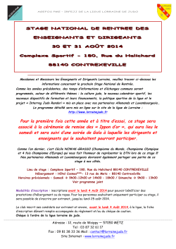 INFORMATION SNR 2014 - Ligue Lorraine de Judo