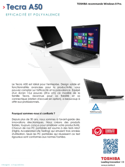 Fiche technique Toshiba Tecra A50-A-16Z fran&ccedil;ais