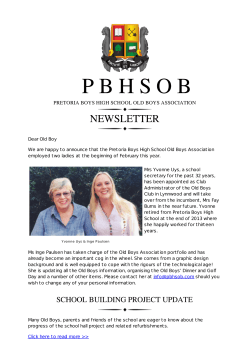 Pretoria Boys High School Old Boys Association Newsletter