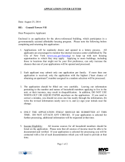 APPLICATION COVER LETTER Date: August 25, 2014 RE: Council