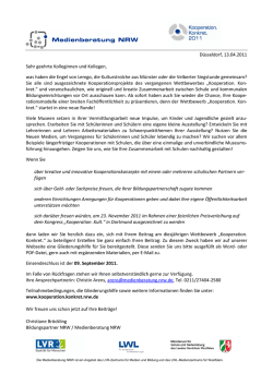 D&uuml;sseldorf, 13.04.2011 Sehr geehrte Kolleginnen und Kollegen