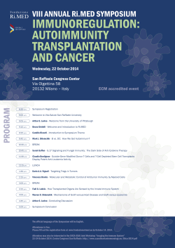 immunoregulation: autoimmunity transplantation and cancer