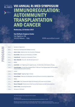 immunoregulation: autoimmunity transplantation and cancer