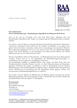 Presseinfo Ruth Weiss Was ist Diskriminierung Nov 2012n - RAA