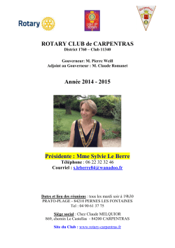 ROTARY CLUB de CARPENTRAS Année 2014