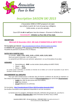 Inscription SAISON SKI 2015