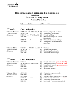 1 - Baccalauréat en sciences biomédicales