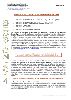 inscription en 2nde 2014 - Lyc&eacute;e franco