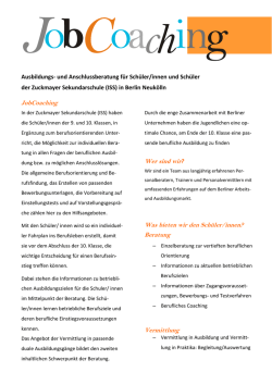 JobCoaching Wer sind wir? Was bieten wir den Sch&uuml;ler/innen