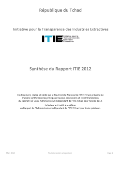 République du Tchad Synthèse du Rapport ITIE 2012