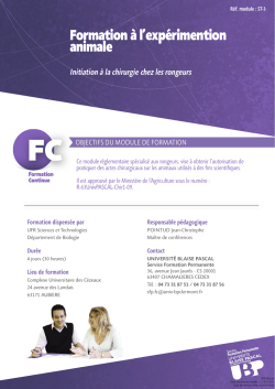 Initiation &agrave; la chirurgie chez les rongeurs - Universit&eacute; Blaise