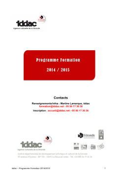 Programme Formation 2014 / 2015