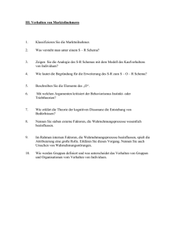 III. Verhalten von Markteilnehmern 1. Klassifizieren Sie die