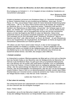 Eine Auslegung von Kohelet 2, 3