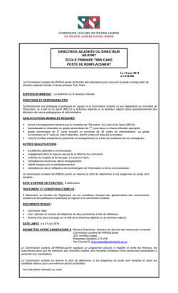Directrice adjointe ou directeur adjoint