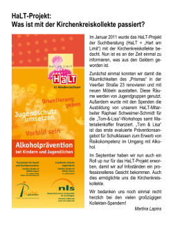 HaLT Projekt &ndash; Was ist mit der Kirchenkreiskollekte passiert