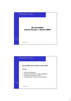 1 AG und GmbH: was ist neu per 1. Januar 2008?