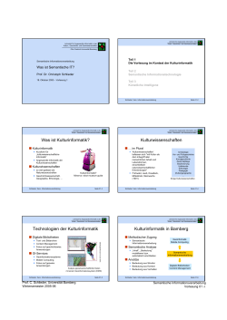 Was ist Kulturinformatik? Kulturwissenschaften Technologien der