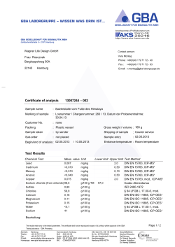 GBA LABORGRUPPE – WISSEN WAS DRIN IST… Certificate of