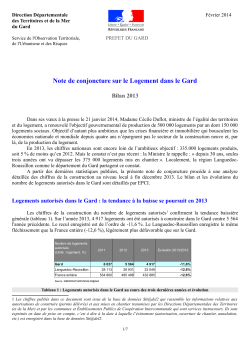 Note de conjoncture sur le Logement dans le Gard Bilan 2013