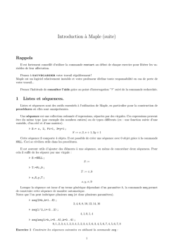 Introduction `a Maple (suite)
