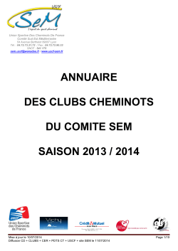 ANNUAIRE DES CLUBS CHEMINOTS DU COMITE SEM SAISON