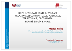 Dopo il Welfare State il Welfare relazionale: contrattuale, aziendale