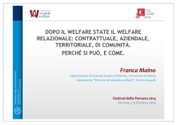 Dopo il Welfare State il Welfare relazionale: contrattuale, aziendale