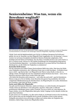 Seniorenheime: Was tun, wenn ein Bewohner wegl&auml;uft?