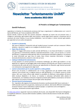 Programma completo, Iniziative di orientamento 2014