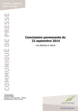 Commission permanente du 22 septembre 2014
