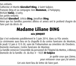 Madame Liliane DING