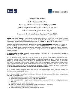 Approvazione Relazione Semestrale al 30 giugno 2014