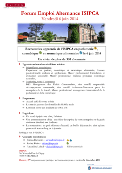 Dossier de pr&eacute;sentation forum Isipca 6 juin 2014
