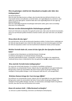 Was ist g&uuml;nstiger, Gold bei der Hausbank zu kaufen oder - BICS