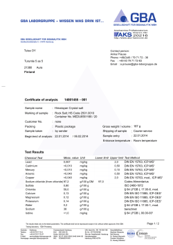 GBA LABORGRUPPE – WISSEN WAS DRIN IST - Tuisa Oy