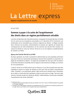 La Lettre express - Régie des rentes du Québec