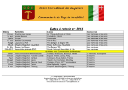 Agenda - Commanderie des Anysetiers du Pays de Neuchâtel