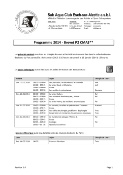 Programme 2014 - Brevet P2 CMAS - Sub Aqua Club Esch
