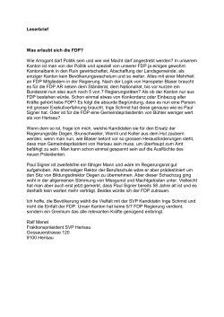 Leserbrief Was erlaubt sich die FDP? Wie Arrogant - Inge Schmid