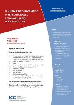 les pratiques bancaires internationales standard (pbis) - ICC